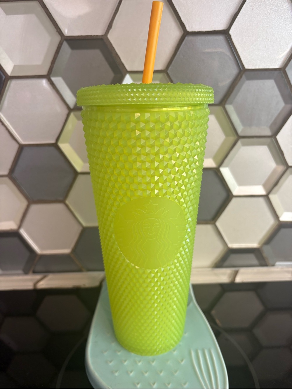 Starbucks Neon Lime Green Studded Venti Tumbler Glow in the Dark